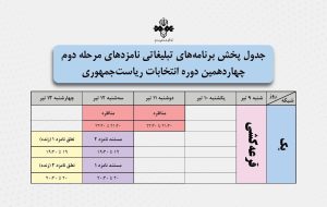 زمان پخش مناظره‌های دور دوم انتخابات ریاست‌ جمهوری اعلام شد